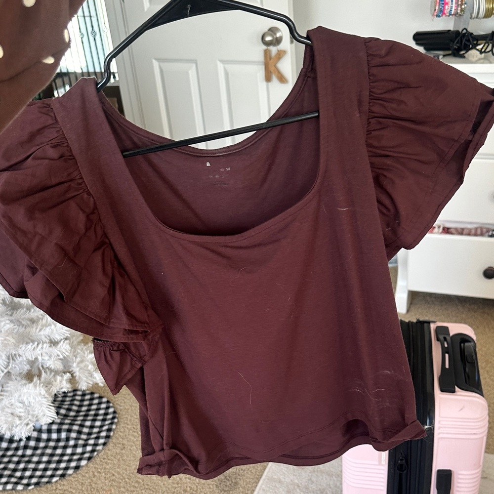 Women's brown Puff Sleeve Top